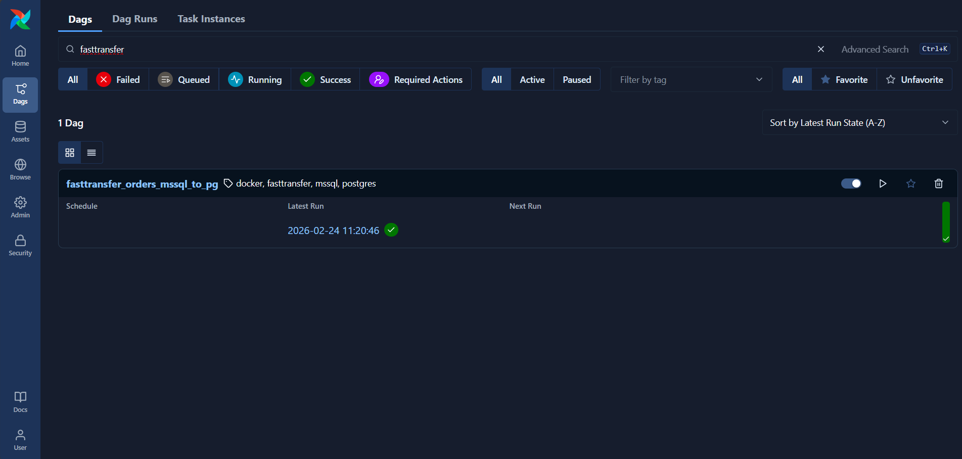 FastTransfer DAG in Airflow UI