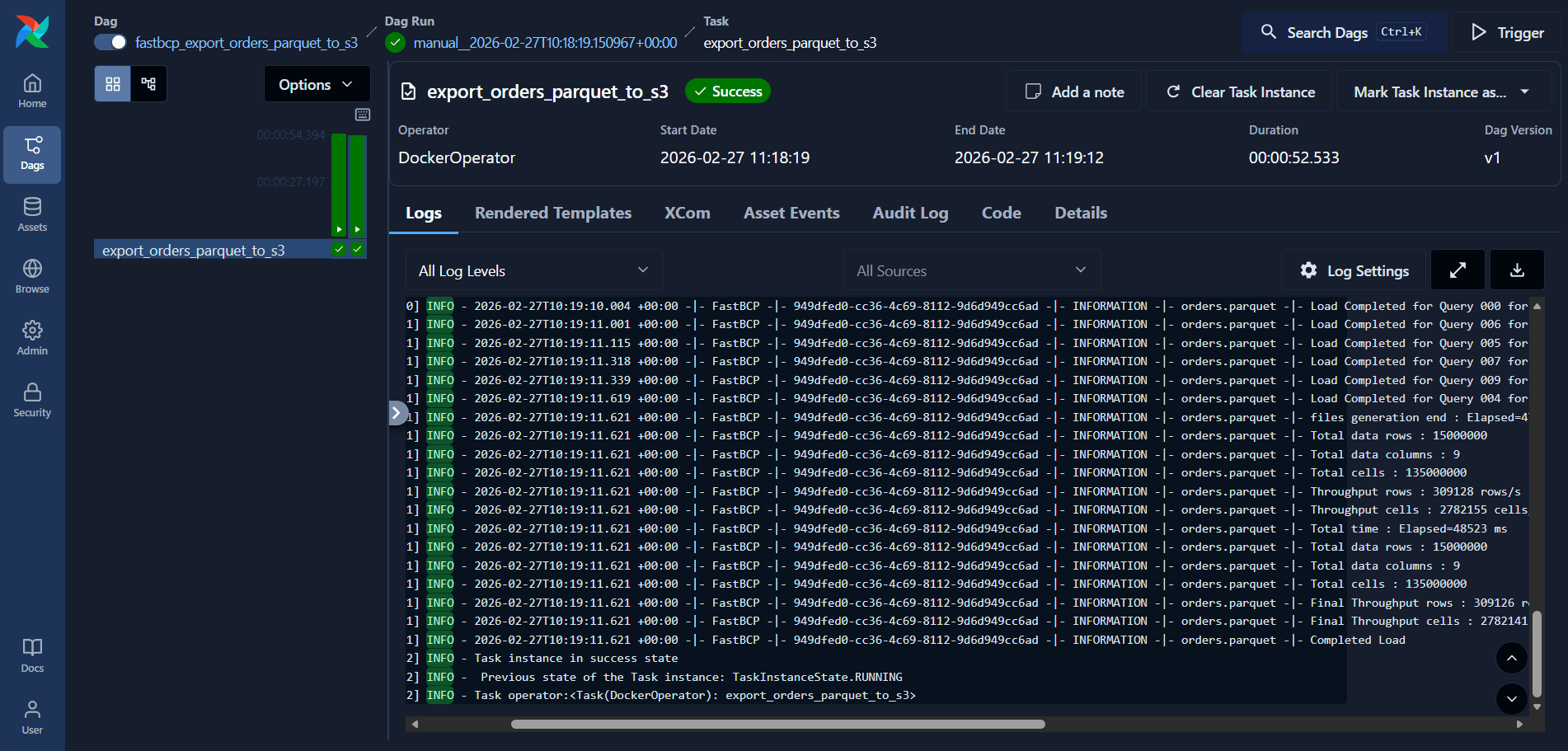 FastBCP task logs