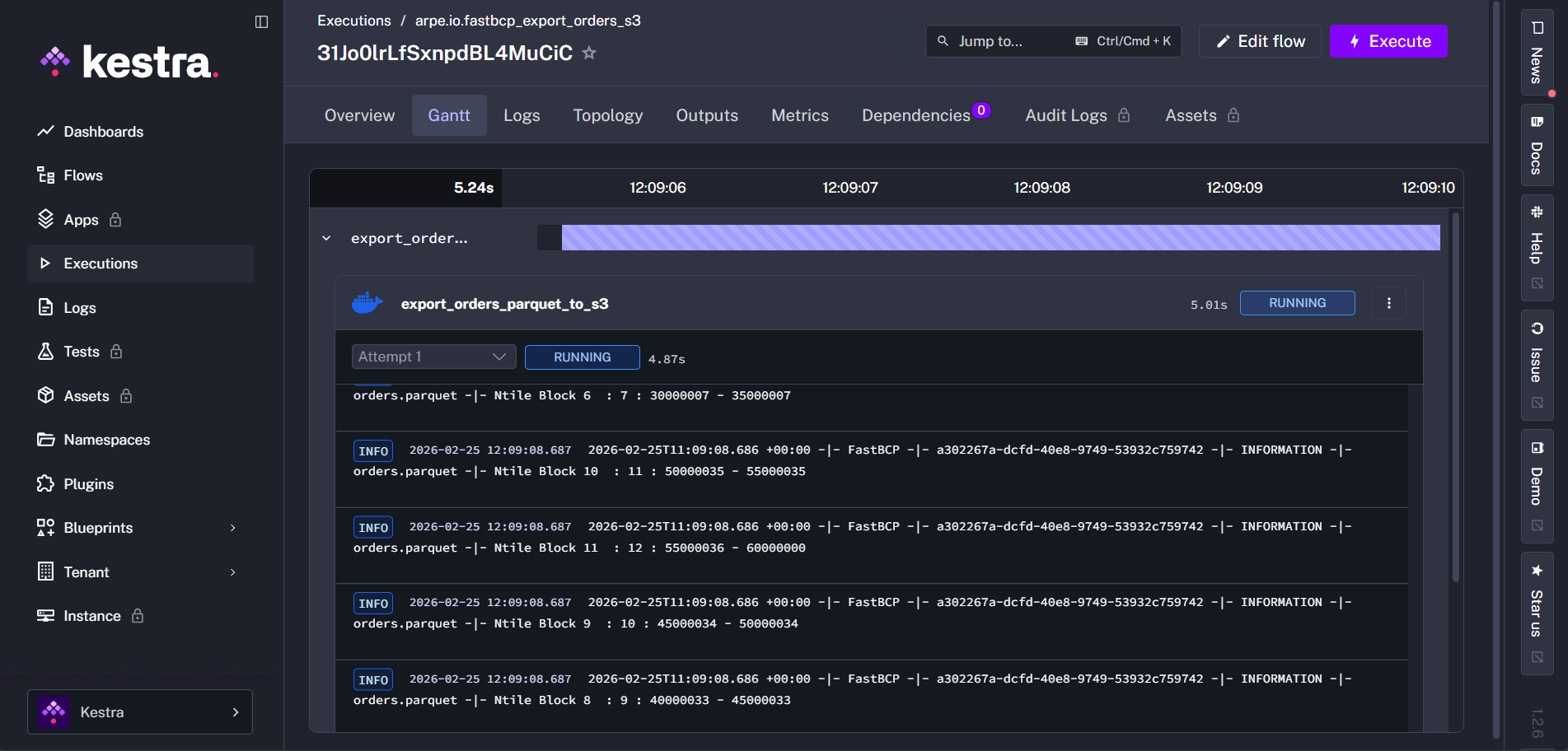 FastBCP real-time logging