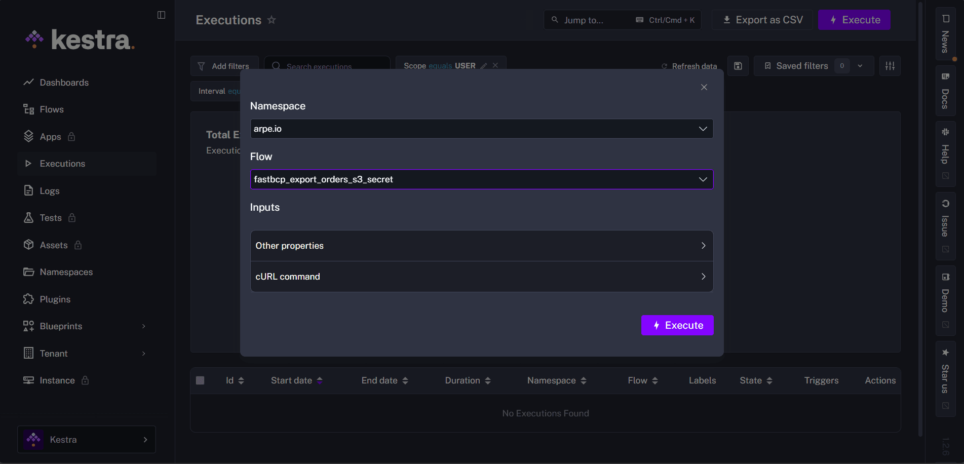FastBCP workflow Execution