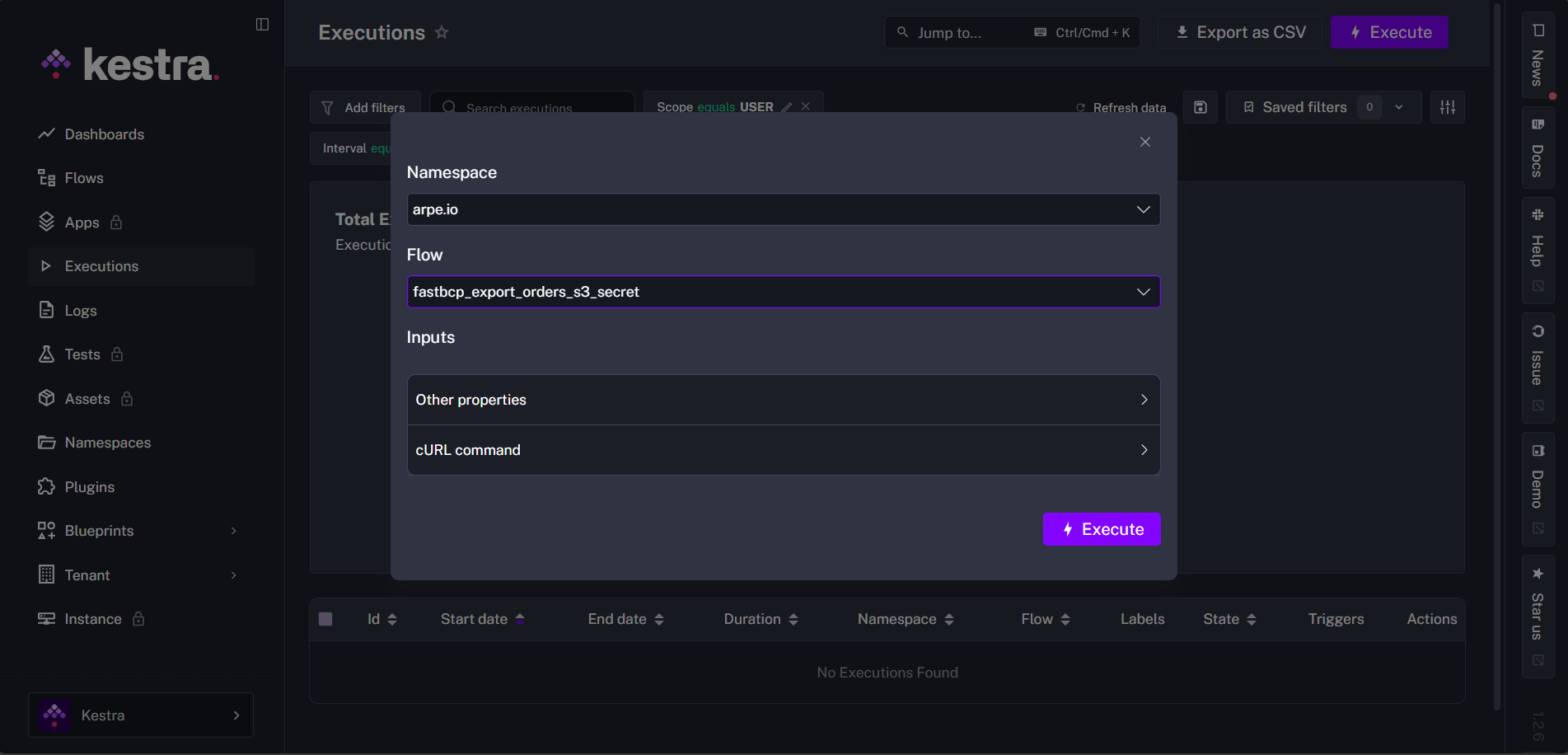 FastBCP workflow Execution