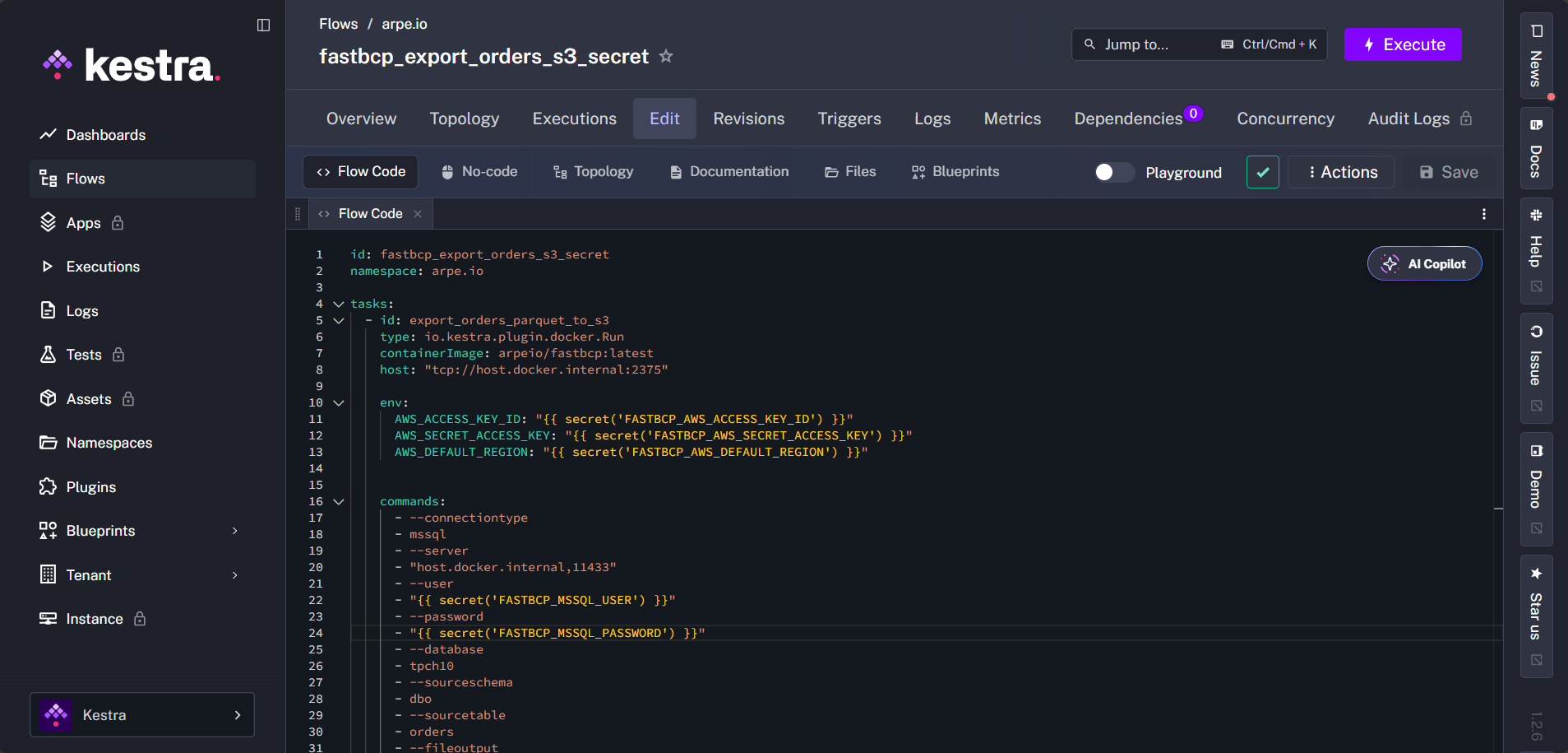 FastBCP workflow in Kestra